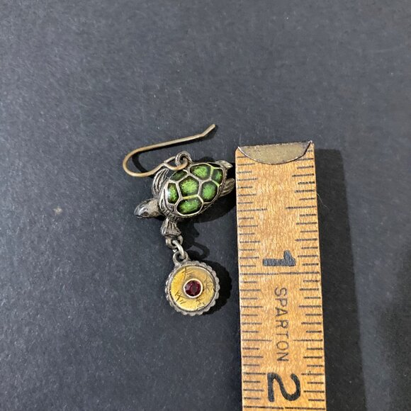 Sea Turtle Drop Earrings With Enamel Accents - Picture 3 of 3